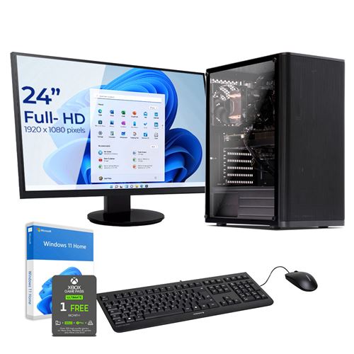 Pack PC de bureau Intel i7-9700, 8 Go RAM DDR4, 480Go SSD, 2To HDD, USB 3.1, Wifi, CardReader,, écran, c/s et Win 10