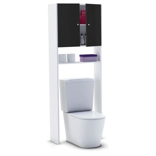 CORAIL Meuble WC ou machine a laver L 63 cm - Noir laqué