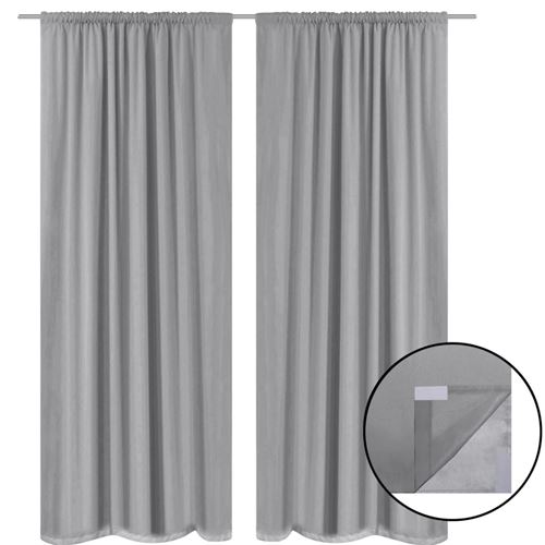vidaXL Rideau occultant 2 pcs Double couche 140 x 245 cm Gris