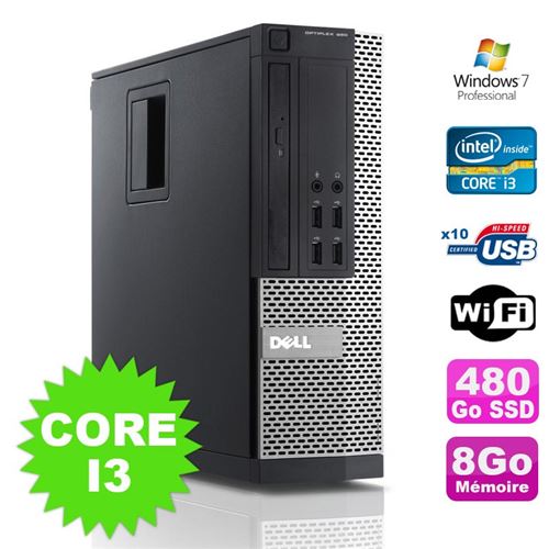 Pc dell optiplex 990 sff i3-2120 3.3ghz 8go disque 480go ssd dvd wifi w7 État correct - Dell reconditionné disponible sur Fnac