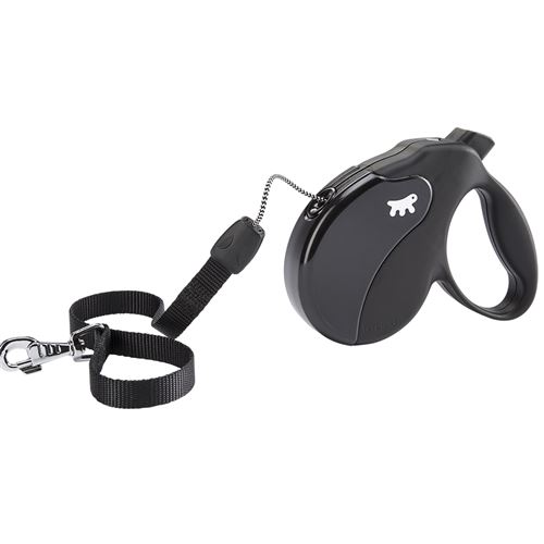 Meilleurs prix pour Laisse rétractable pour chiens AMIGO CORD SMALL, cordon rétractable, 5 mètres, max 15 kg, Noir