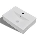 Mai & Mai Lavabo salle de bains vasque blanc 80x46x11cm lave mains  rectangulaire perçage pour 1 robinet lavabo avec bonde et cache bonde à  poser/à suspendre Col19-800 - Installations salles de bain 