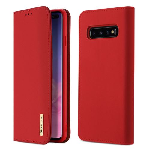Etui en cuir véritable Wish Series stand (certifié cnas/cma) rouge pour votre Samsung Galaxy S10 Plus