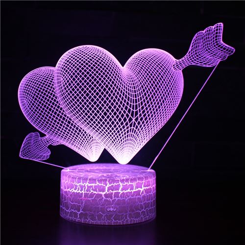 Lampe 3D Tactile Veilleuses Enfant 7 Couleurs avec Telecommande - L'amour #569