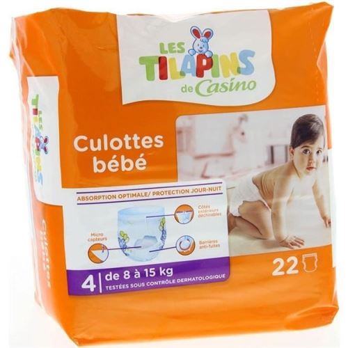 Les Tilapins Culottes Bebe Taille 4 - 8 A 15kg - 22 Couches