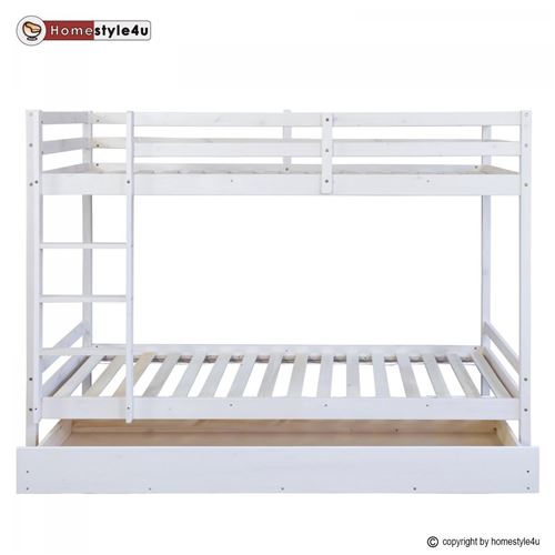 Lits superposs simple blancs 90x200cm avec tiroir de rangement