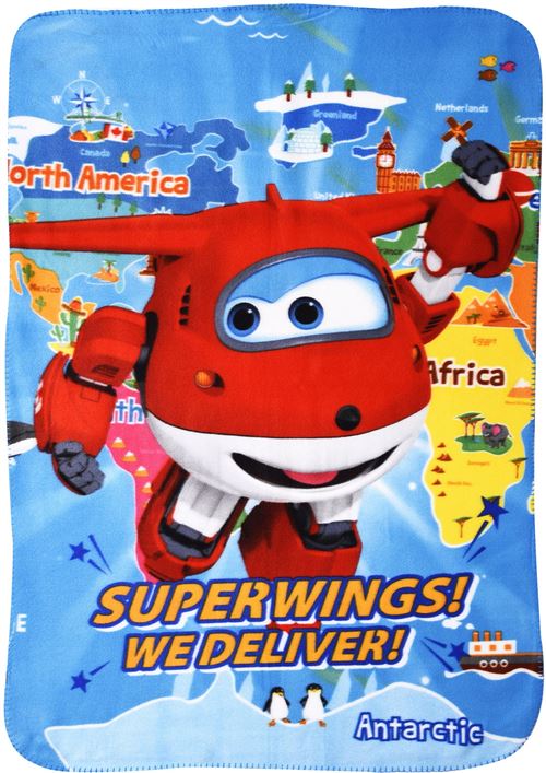 Super Wings couverture polaire bleue 140 x 100 cm
