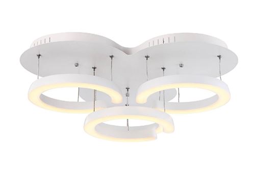 HOMEMANIA Lampe de Plafond Ring Plafonnier - Murale - Blanc en Métal, 63 x 63 x 33 cm, 1 x Bande de LED, 15W, 5880LM, 3000K Lumière Blanc Naturel