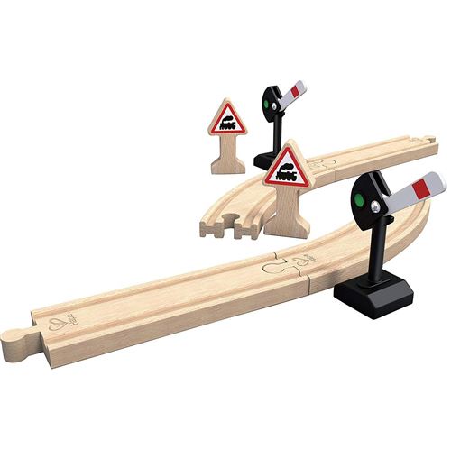 Hape - Circuit de Train en Bois - Panneaux de Signalisation et Rails, E3724