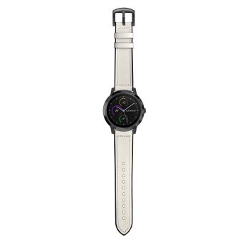 Bracelet en cuir v ritable blanc pour Garmin Vivoactive 3 Vivomove