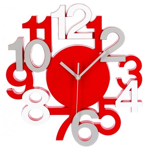 Pendule - Rouge et blanc - D 33 cm