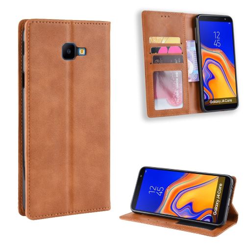 Etui en PU style vintage marron pour votre Samsung Galaxy J4 Plus