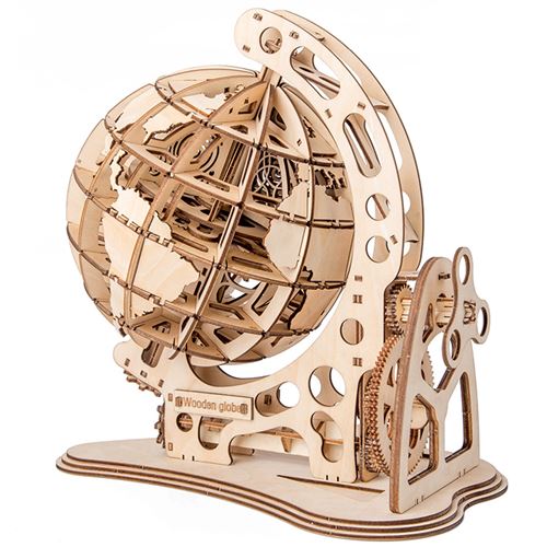 Puzzle 3D mécanique en bois - Globe - 32 x 32 x 50,5 cm - 393 pcs