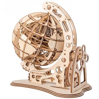 Puzzle 3D mécanique en bois - Globe - 32 x 32 x 50,5 cm - 393 pcs - Kit  maquettes bois et cartons - Creavea