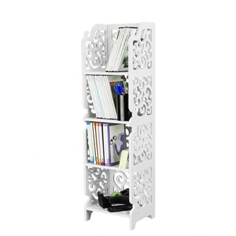 Étagère de Rangement en bois-plastique Bibliothèque décorative avec 4  étagères blanc 24x20x85cm - Achat & prix