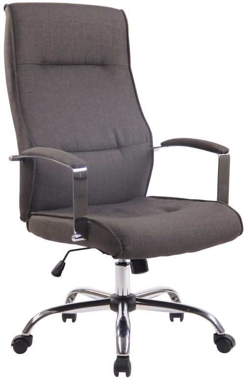 Fauteuil de bureau Portland en Tissu avec Accoudoirs - Réglable en Hauteur et Pivotant - Piètement métal chromé - Couleur Gris foncé