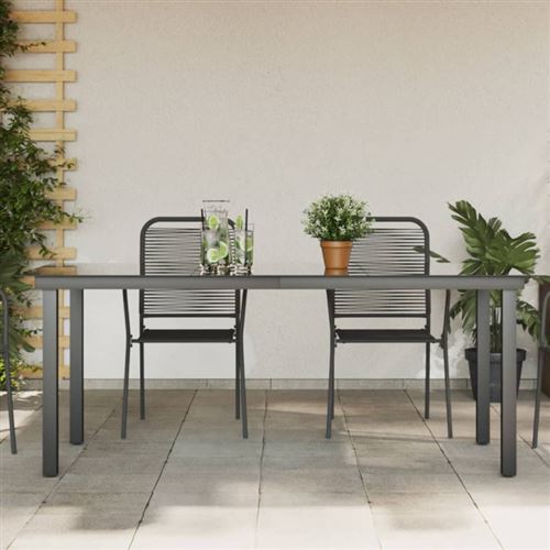 Vidaxl Noir Table De Jardin 190X90x74 Cm Aluminium Et Verre
