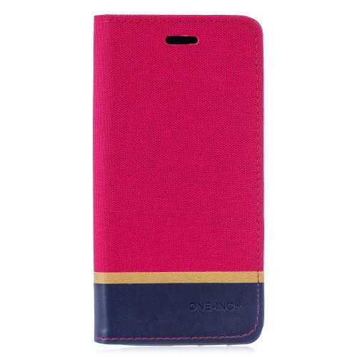 Etui en PU épissure du tissu avec porte-cartes rouge pour votre Huawei P30 Pro