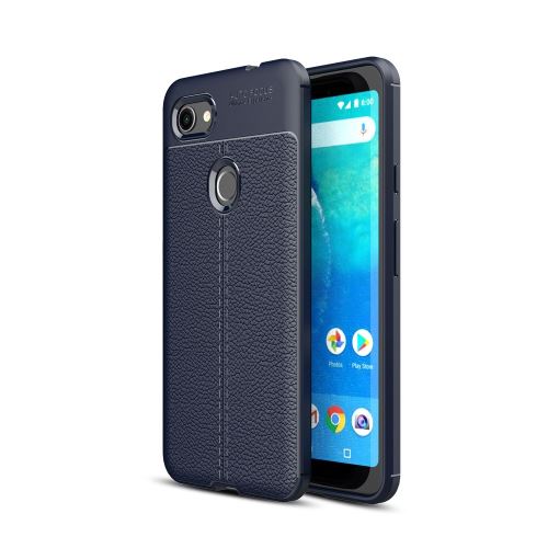Coque en TPU litchi bleu foncé pour votre Google Pixel 3 XL Lite