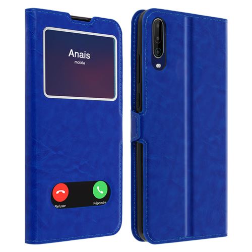 Housse Pour Wiko View 4 / 4 Lite Clapet Double Fenêtre Fonction Support Bleu