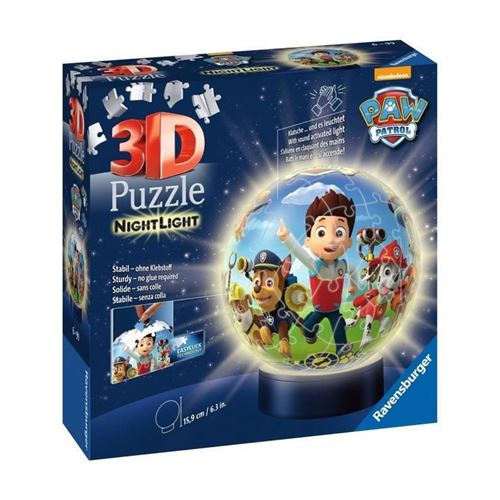 PAT'PATROUILLE Puzzle 3D Ball 72 pieces illuminÃ© - Ravensburger - Puzzle enfant 3D sans colle avec lumiere - Des 6 ans