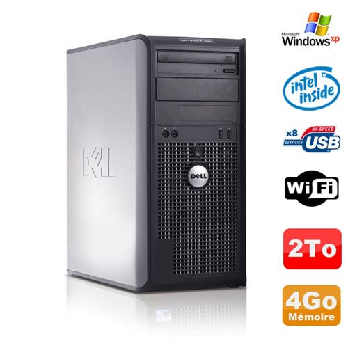 PC Tour Dell Optiplex 360 Mt Intel E7400 2.8Ghz 4Go Disque 2To Dvd WiFi Win Xp