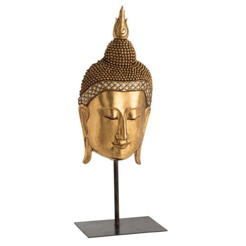 Paris Prix - Statuette Déco Sur Pied tête Bouddha 85cm Or