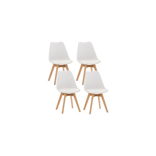 Lot de 4 chaises de cuisine Linares , Blanc /Plastique