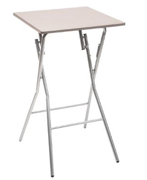 Table de bar pliante en métal coloris taupe - L.60 x l.60 x H.103 cm -PEGANE-