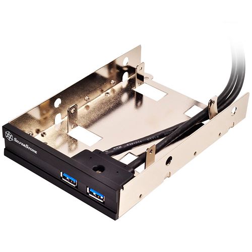 SilverStone SST-FP36B-E - Panneau Frontal 3.5 pouces en aluminium Hub USB 2 ports USB 3.0 avec 2 baies HDD/SSD 2.5 pouces additio