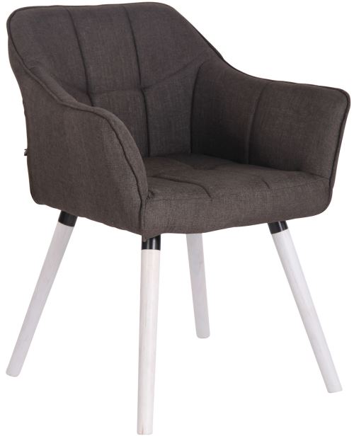 Chaise de salle à manger Falun en tissu - Piètement en bois de Hêtre Blanc - Assise Gris foncé