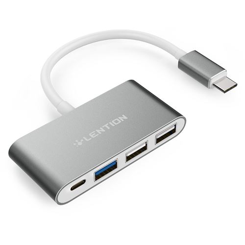 LENTION Hub 4-en-1 USB-C avec type C, USB 3.0, port USB 2.0 Compatible Mac Air 2018, 2019, Mac Pro 13/15 (Thunderbolt 3), ChromeB
