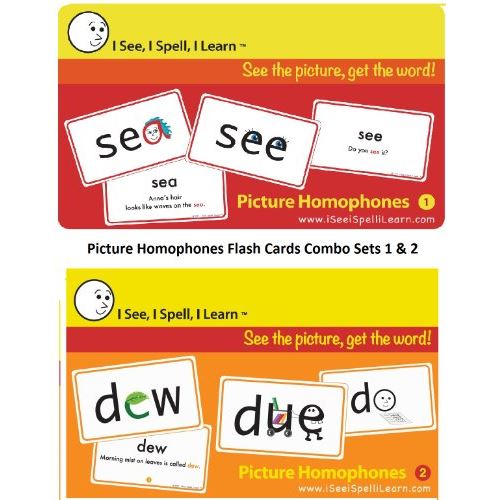 I See, I Spell, I Learn - Picture Homophones Flashcards Sets 1 2 Combo Pack