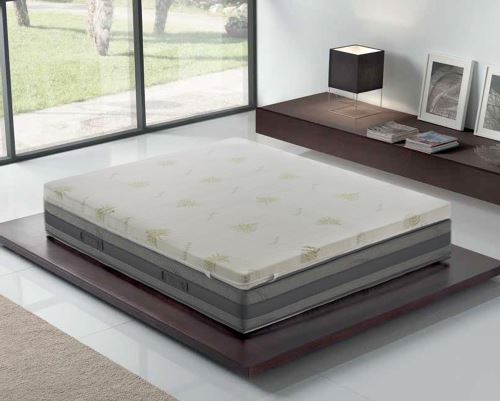 Sur-Matelas 140x190 en mousse à mémoire de forme de 5 cm avec revêtement amovible en aloe vera