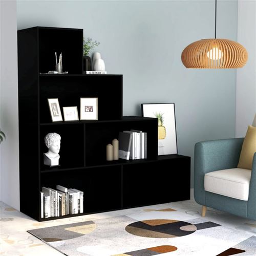 Vidaxl Noir Bibliothèque Séparateur De Pièce Bois D'ingénierie