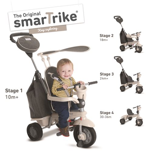 Smartrike Tricycle Évolutif 4 En 1 Voyage Gris Pour Bébé Et Enfant