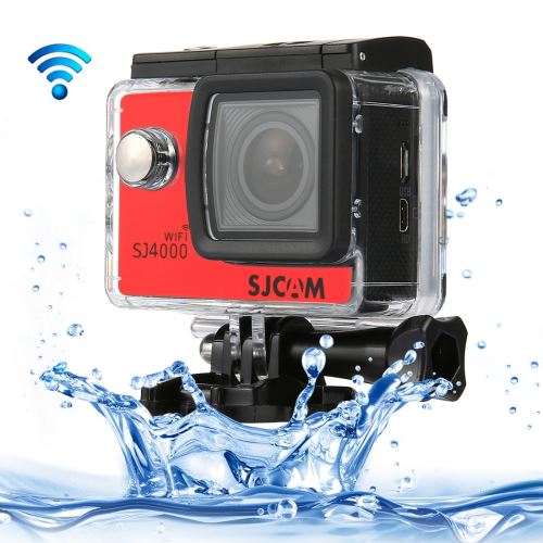 Caméra sport SJCAM SJ4000 WiFi Full HD 1080 P 12MP plongée vélo action caméra 30 m étanche voiture DVR Sports DV avec étui étanche (rouge)