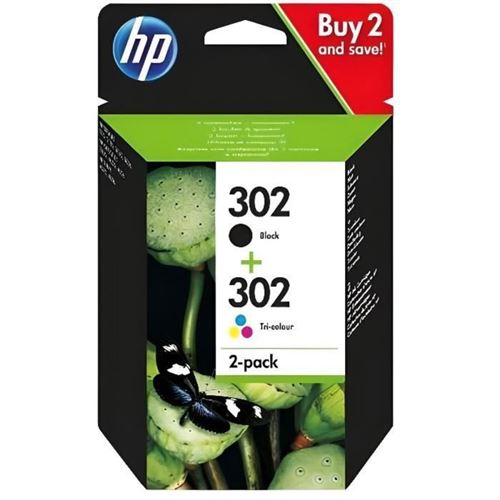 HP 302 - 2 - zwart, kleur (cyaan, magenta, geel) - origineel - inktcartridge