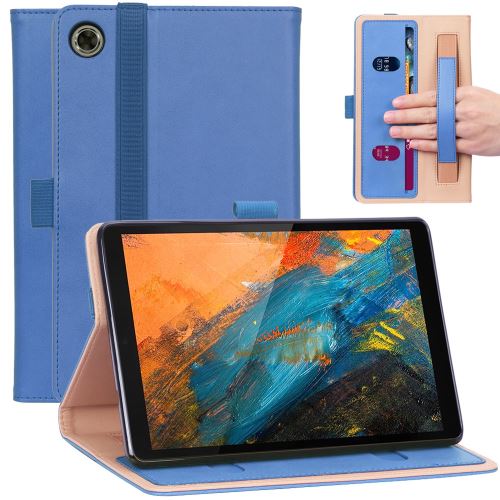 Etui en PU + TPU flip style d'affaires avec support et porte-cartes bleu pour votre Lenovo Tab M8/Tab M8 (2nd Gen)