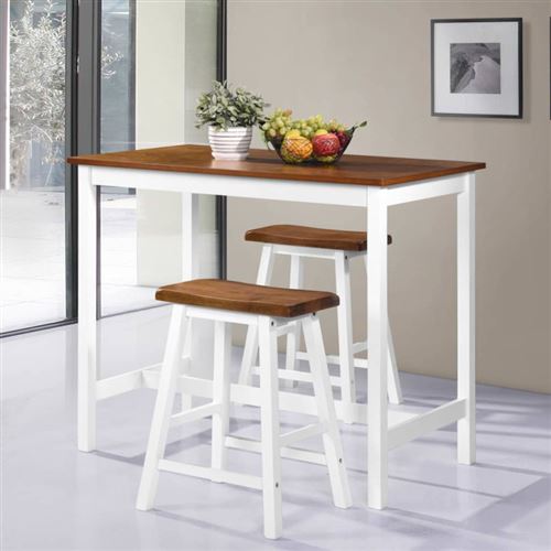 Vidaxl Brun Table De Bar Et Tabouret 3 Pcs Bois Massif - Image 1