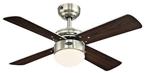 Colosseum 90 cm Brushed Nickel Indoor LED Ceiling Fan, Dimmable LED Light Kit with Opal Frosted Glass