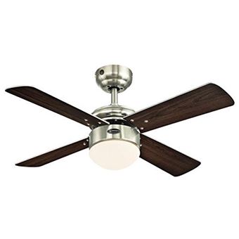 Colosseum 90 cm Brushed Nickel Indoor LED Ceiling Fan, Dimmable LED Light Kit with Opal Frosted Glass - 1