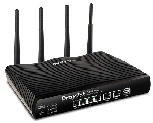 Draytek Vigor 2926ac - Draadloze router - 4-poorts switch - GigE, 802.11ac Wave 2 - WAN-poorten: 2 - 802.11a/b/g/n/ac Wave 2 - Dual Band