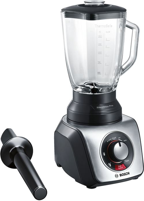 Bosch mmb6 6g5mde blender silentmixx pro, thermique mosafe verre, 3 programmes automatiques, 900 w noir inox brossé