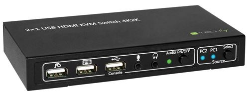 Techly 2x1 usb hdmi kvm switch 4kx2k idata kvm-hdmi2u noir commutateur écran, clavier et souris 028696