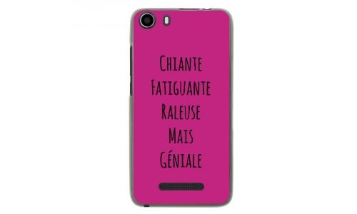 Coque souple pour Wiko Lenny 2 avec impression Motifs Chiante mais Géniale fushia