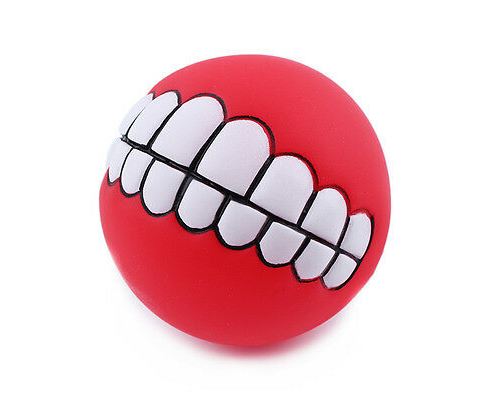Treat Ball Pet Chien Jouet Sourire Avec Les Dents Broyant Mâcher Son Drôle Jouer