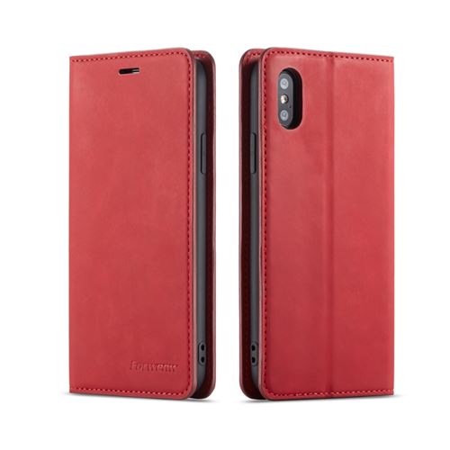 Etui en PU rouge pour Apple iPhone XS Max 6.5 pouces