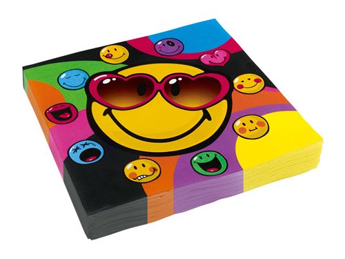 Amscan serviettes de table smiley multicolore 33x33 cm 8 pièces