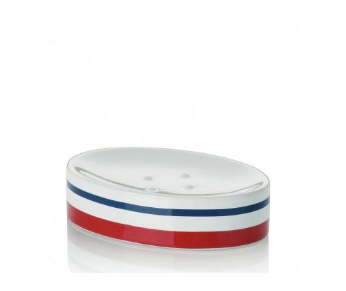 Porte-Savon en Céramique Blanc, rouge et Bleu Atlantique